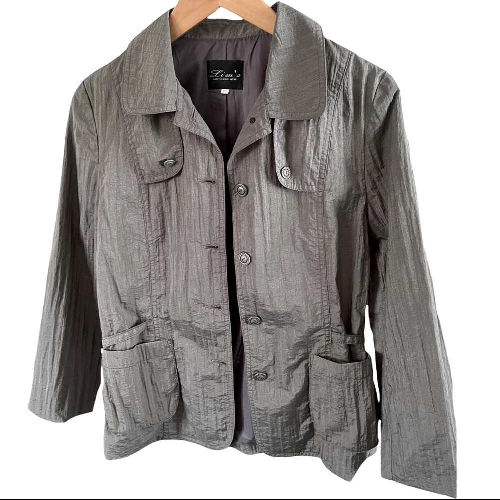 Vintage Lim’s Lady’s Casual Wear Lightweight Gray/Charcoal Buttoned Jacket M/L
